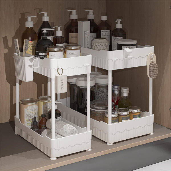 COOREL 2 Piece Plastic Under Sink Organizer Set Wayfair